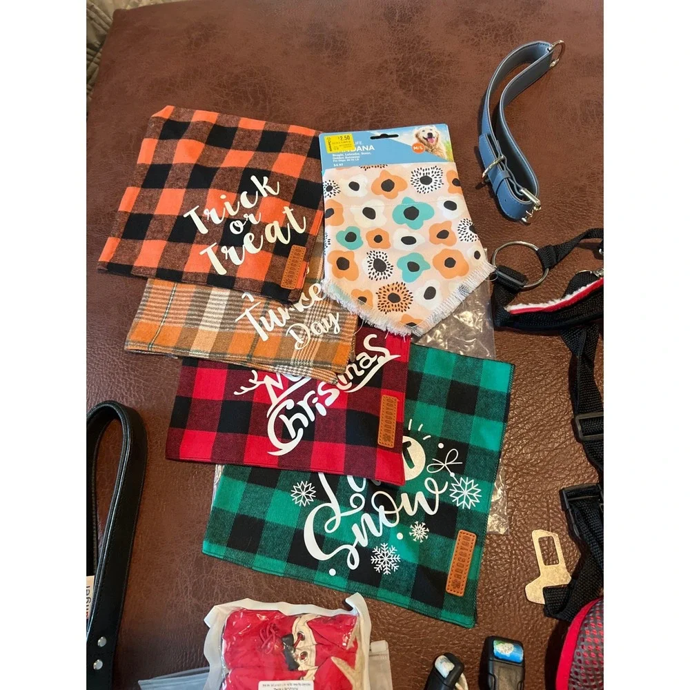 Dog Accessory Lot Top Paw Joyride Harnesses Bandanas‎ Collars Boots Leash Bundle